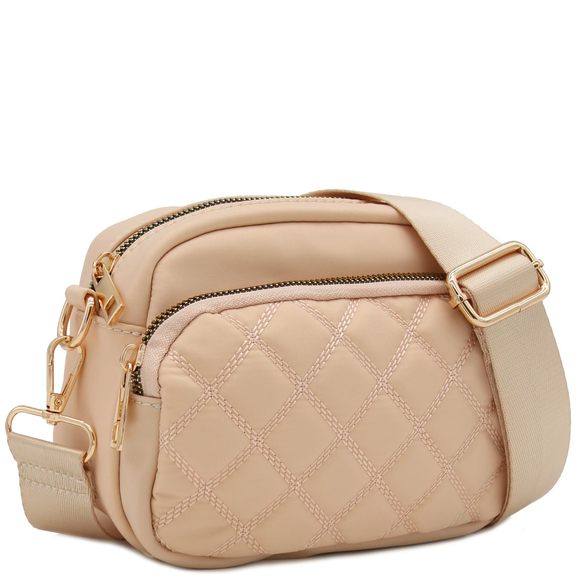 Quilted Nylon Crossbody Bag With Wide Strap Bee >:) - Picture 1 of 7